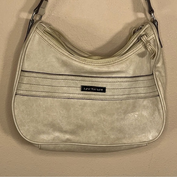 VINTAGE LOU TAYLOR BEIGE IVORY PURSE SMALL CLASSIC SHOULDER BAG NEUTRAL - Picture 4 of 10